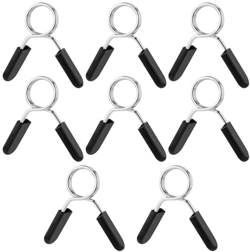PEUTIER 8 Stück 2,5 cm Langhantel Klemmen, Edelstahl Federkragen Clips Fitness Bar Clips Gewichtheben Hantel Gewichtsstangenklemmen für Viele Fitnessgeräte Krafttraining Fitnessstudio Zubehör