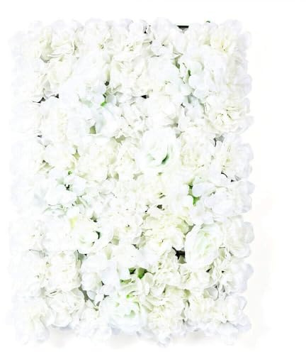 Kozivmo 20 Stück Künstliche Blumenwand Rosenwand Hintergrund für Garten Party Bühnenhintergrund Hochzeit Dekor 40 x 60 cm Weiß