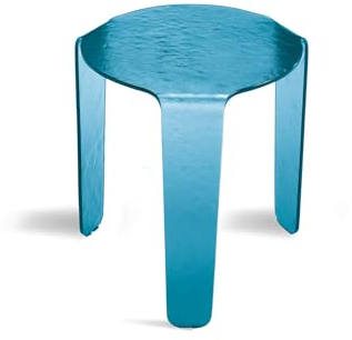 Mondo Viro Nori eleganter runder Couchtisch aus transparentem Glas (Blau, hoher Couchtisch - cm 45 x 47 44 h)