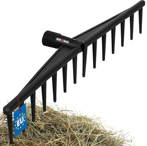 KOTARBAU® Rastrello in plastica senza manico, 14 denti, L: 59 cm, nero, rastrello da fieno, rastrello, rastrello, rastrello, rastrello, rastrello, scopa per foglie, in plastica