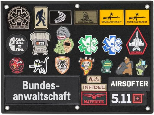 60 * 45cm Panneau de Brassage Tactique Militaire ZCXG Tableau d’écussons tactiques pour militaires avec bande,Avec œillets - Noir