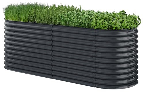 STEELSØN Hochbeet Hydra für Garten und Balkon, Pflanzkübel groß draußen 240x80x80 cm, Hochbeet Metall verzinkt, oval, freistehend für Blumen, Obst und Gemüse