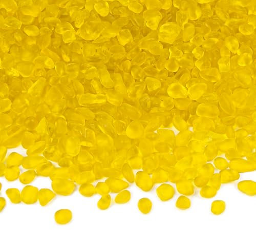 QEQEKAKA® Sea Glass Stones for Crafts about 1LB (405g/14.28oz) Yellow Glass Pebbles Gemstones Bulk for Aquarium Rocks Fish Tank Gravel Filler for Vases Centerpieces