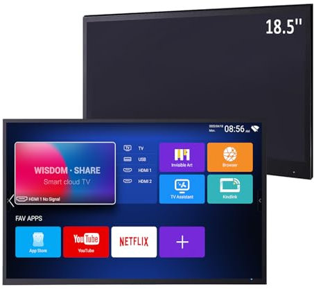 Soulaca 18.5inch Smart LED Black TV for Bathroom,1080P Waterpoof with Wi-Fi and Bluetooth, Integrated with Speaker Android 14.0 System,B185
