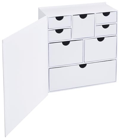 VBS Schachtel-Schrank, 8-schübig, Karton, Weiß, räumliches Ordnen und Aufbewahren, Praktisches Verstauen, Aufbewahrungsboxen
