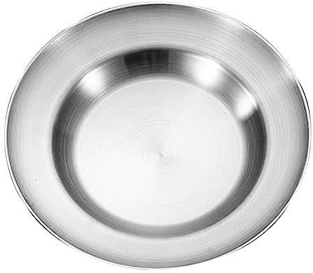 PRETYZOOM Plato De Pasta Tazones Para Servir Pasta Platos De Mariscos Fideos Espaguetis Fuente Redonda Para Servir Bandeja Para Servir Comida Espagmoso Platos Ligeros Silver Acero Inoxidable