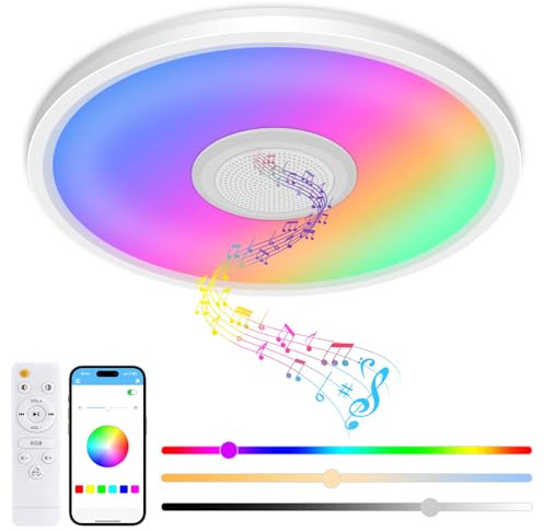 zemty 30cm RGB Plafon Techo, 24W 3CCT Regulable Plafones Para Techo Led, APP de Control Luz Techo Led aplicable a Baño Dormitorio Cocina Sala de Estar Balcón