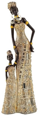 MF Elegante Dekofigur Afrikanische Frau mit Kind, 31 cm, Gold