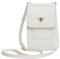 Alice Wheeler Mini Bloomsbury Crossbody Bag, White Leather with Gold Bee Embellishment, Small Phone Purse