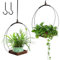 mumisuto 2 Piezas Maceta Colgante Interior con Base de Madera, Macetero Colgante Boho, Macetas Colgantes para Plantas Pequeñas y Medianas, para Interior y Exterior Decoración del Hogar (Negro 1)