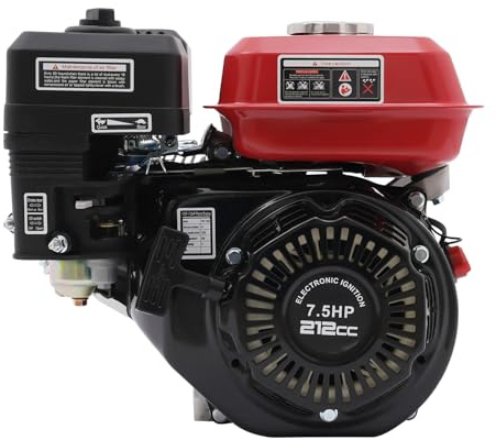 Motor de gasolina de 212 cc, 4 tiempos, 7,5 CV, 4 kW, motor fijo para kart, motor de accionamiento con eje de 20 mm Ø, 1 cilindro, refrigerado por aire, arranque por cable