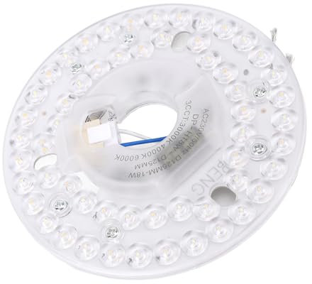 Hyuduo Kit de Actualización de Luz LED para Ventilador de Techo de 4,92 Pulgadas, 18 W, 3 CCT, 3000 K, 4000 K, 6000 K, Regulable, Placa de PC de Repuesto para Luz de Techo Redonda (230V)