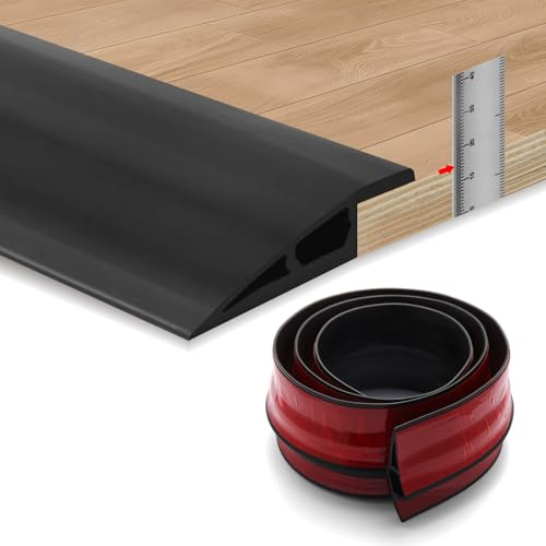 1.2M Self-Adhesive Floor Transition Strips Carpet Trim Strong Adhesive, Ideal for Carpet, Laminate, and Tile Thresholds, Doorways, and Edging (Supports 12–15mm Height Difference, Black)