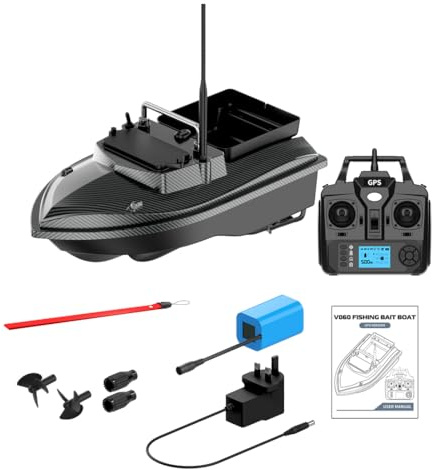 BAUBAUPLAY RC Fishing Bait Boat, V060 RC Bait Boat with Auto Return and Release and 160 Waypoints, RC Speedboat Fishing Gifts for Men