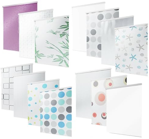 probath Store de douche semi-cassette 14 motifs et 13 largeurs au choix - Noir, vert, blanc, transparent, bleu, gris clair (transparent, 100 x 240 cm)