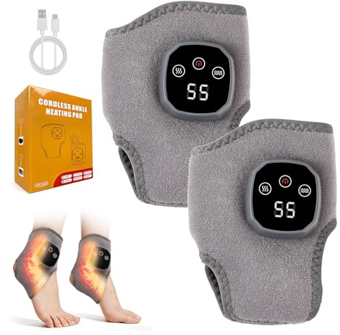 Foot Massager 3 in 1, Cordless Therapy Foot Massager with 4-Level Heat & 3 Vibration Mode, Feet Massager with LCD Display, Rechargeable Ankle Massage for Pain and Circulation (2PCS)