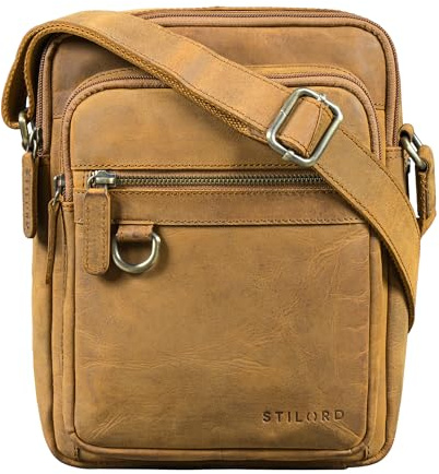 STILORD Orion Crossbody Tasche Herren Leder Kleine Umhängetasche Echtleder Vintage Herrentasche Messenger Bag 10,9 Zoll iPad Tasche Farbe:schwarz