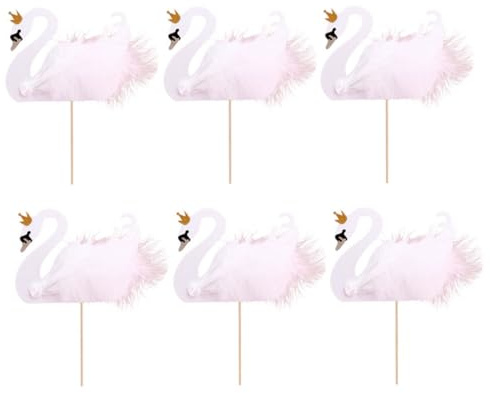 Schwanen Dessert Topper 6 Stück aus Papier für Kuchen und Cupcakes