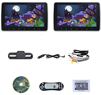 DVD Player 10.1 Inch Car Video Players Portable MP5 LCD Screen Headrest Touch Button Gaming Monitor USB SD FM IR Speaker Kids Movie(2 DVD Player Monitor)