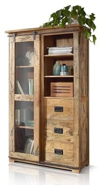 moebel-eins Bristol Vitrine I, Material Massivholz, Mango rustikal