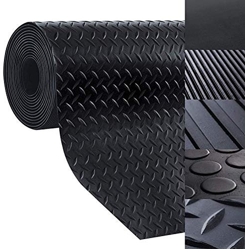 Revêtement de sol en caoutchouc - Tapis antidérapant pour garage, stable, établi - Rouleau de caoutchouc multifonction (1 x 9 m, épaisseur : 3 mm)