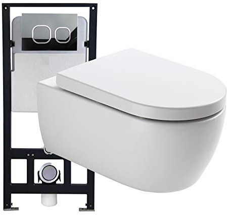 WC-Sparpaket 3: WC NT2039 und Soft-Close Sitz mit Vorwandelement G3004A und Betätigungsplatte vorne, Betätigungsplatte:Modell weiß Glas