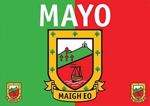 A4 Poster County Mayo (Magh Eo) Flagge/Wappen, Größe 21 x 29 cm, Querformat