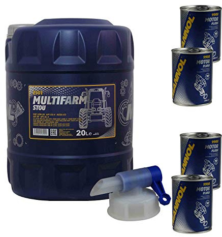 20L Motoröl MANNOL SAE 10W-30W Multifarm STOU 4xMotor Flush