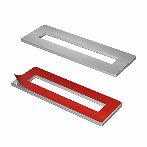 HRX STQ Sliding Aluminium Barn Door Handle, Self-Adhesive Edge for Pocket Closet Doors - Screwlesss, Peel and Stick, Complete Kit - 2 Pack - Silver