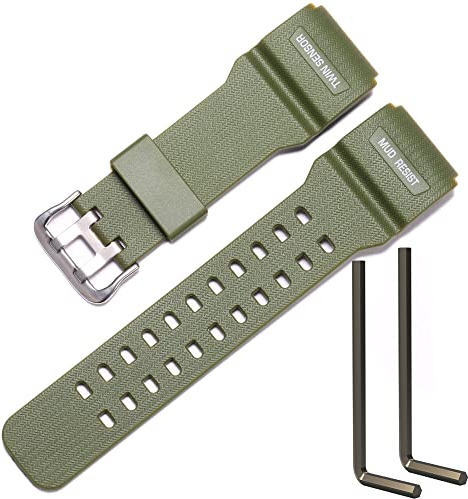 MCXGL Ersatzarmband aus Kunstharz für Caiso Mudmaster GG1000, GWG100, GSG100, Army Grün, 22mm, Herren-Netzgürtel