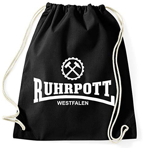 STYLETEX23 Ruhrpott Westfalen Ruhrgebiet Turnbeutel Sportbeutel Gym Bag, schwarz