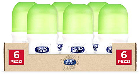 Neutro Roberts, Deodorant Roll On Frisch mit grünem Tee und Limette, kein Aluminiumsalz, keine Flecken, Deodorant für Damen und Herren, dermatologisch getestet - Packung mit 6 Stück à 50 ml