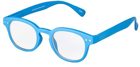 UltraByEasyPeasyStore Ultra Kids Blue Light Blocking Glasses for Gaming & Computer Screens - Anti Eye Strain, UV Protection, Clear Lens, Ages 3-8 - Powder Blue Horn Rimmed
