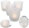 LS-LebenStil 4X Glas Teelichthalter Retro Weiß Frosted 7cm 4´er Set Kristall Ornament Teelicht-Gläser Windlicht-Halter Kerzenständer Tischdeko Kerzen Deko Kerzenhalter für Teelichter Hochzeit
