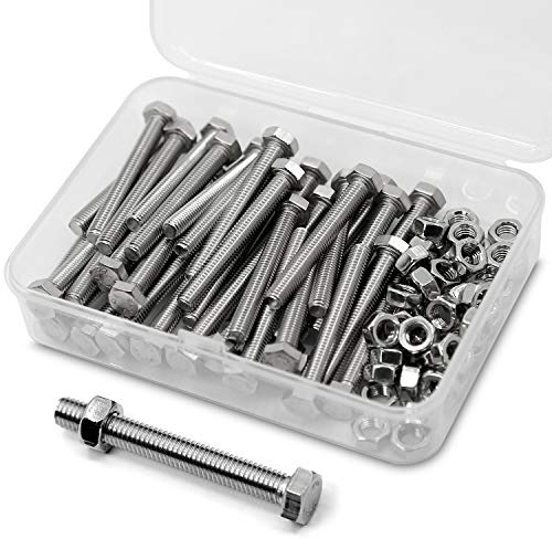 M5*50mm 40 Stück 304 Edelstahl Sechskantschrauben Bolzen und Muttern set, Maschinenschrauben schrauben