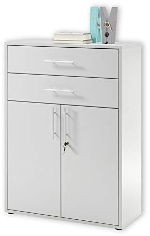 Stella Trading PRONTO Aktenschrank abschließbar, lichtgrau - Büroschrank mit Schubladen und Türen - Modernes Büromöbel Komplettset - 80 x 111 x 35 cm (B/H/T)