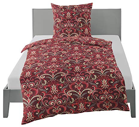 Bierbaum Bettwäsche Mako-Satin granatrot Größe 135x200 cm (80x80 cm)