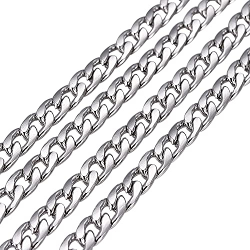 Cheriswelry Kubanische Ketten aus Edelstahl, Miami-Panzerketten mit Spule für Heimwerker, Hip-Hop-Schmuck, Armbänder, Halsketten, 5 mm breit