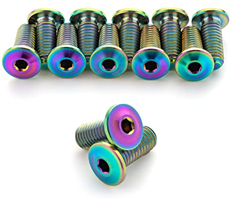 Terske Ultra-Low Profile Superlight Oil Slick Titan Flaschenhalterschrauben: 12 Stück