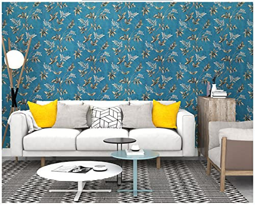 ZAHHYG Papier Peint Panoramique Feuilles De Couleur Bleu Canard Papier Peint Adhesif Moderne Papier Peint 3D Salon Papier Peint Intissé Chambre D’enfants Décoration Murale Papiers Peints53x500cm