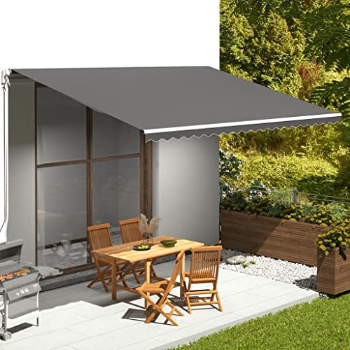Markisenstoff Anthrazit 5x3,5m UV-Schutz, wasserdicht, Sonnenschutz, geeignet für Garten, Veranda, Pergola, Rasen, Balkon, Terrasse, Markise
