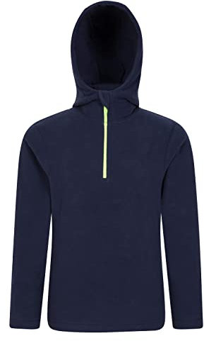 Mountain Warehouse Camber Kids Microfleece Hoodie - Breathable, Lightweight, Anti-Pill & Quick Dry Pullover for Boys & Girls - For Spring Summer & Walking Navy 2-3y