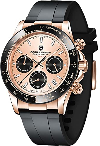 Pagani Design El Reloj Masculino Muestra el Código de Fecha y Hora, Reloj Deportivo Impermeable, Empresa, Resistente a los arañazos, Cinta de Cristal de Zafiro sintético de silicio Desmontable.