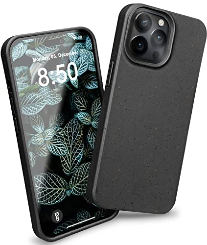 NALIA Bio-Schutzhülle kompatibel mit iPhone 14 Pro Hülle, Nachhaltig Ökologisch Eco-Case, Silikon-Alternative, Kratzfest Anti-Fingerabdruck Natur Handyhülle Dünn, Recycling Upcycling, Farbe:Schwarz