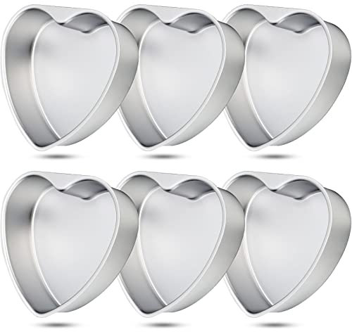 Didaey 6 Stück herzförmige Kuchenformen, 20,3 cm, Aluminium-Kuchen-Herz-Kuchenform, DIY-Backformen, Herz-Kuchenformen, Backformen, Kuchenformen für Küche, Geburtstag, Valentinstag, Hochzeitszubehör