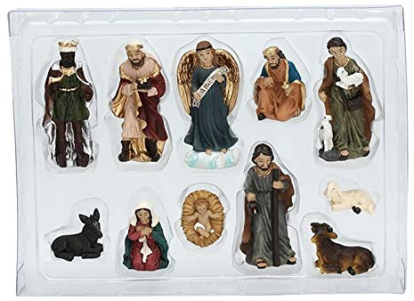 pistro 11 x Weihnachtskrippen-Set, katholische Statue, Figuren, Jesuskind, Geschenke