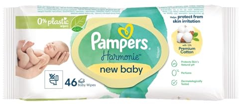 Pampers Harmonie New Baby Wipes,1 paquet de 46 lingettes sans plastique