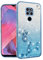 Yarxiawin Cover per Huawei Mate 20 Trasparente Silicone Effetto Glitter, Lusso Brillantini Custodia Fiore Protezione Antiurto Rosa Case Morbido Sottile (Blu)
