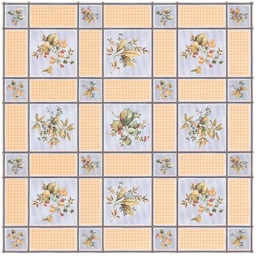 Wachstuch Tischdecke 110 x 140cm, Wachstischdecke abwaschbar, Wachstuchtischdecke wasserabweisend (Blumen blau apricot 102a)