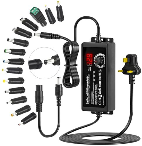 24V Power Supply Adapter, SoulBay 72W Universal Adapter Adjustable 3V 5V 6V 9V 12V 15V 18V 19V 20V 24V, Switching AC 100V-240V to DC 3V ~ 24V Converter with 14pcs Plugs & Polarity Converter, 3A Max.